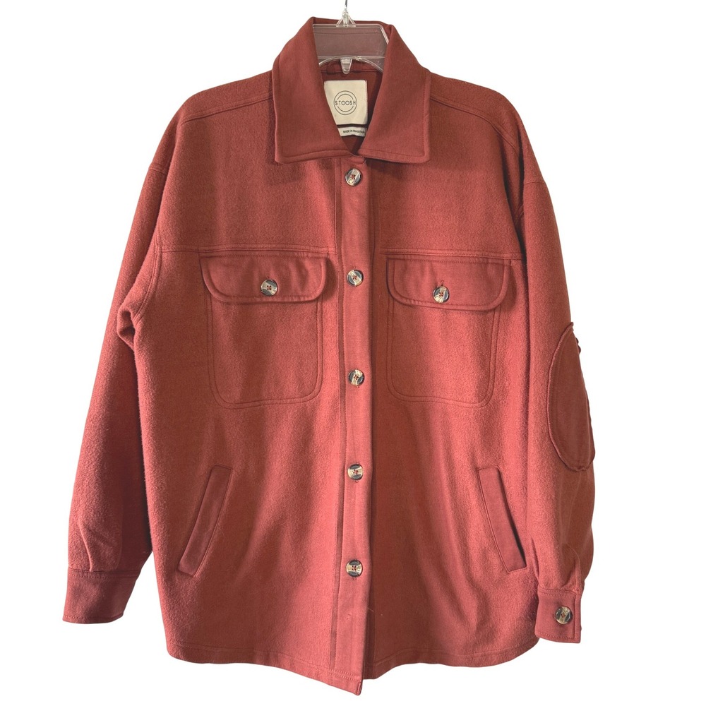 Stoosh‎ Rust Shacket Womens Medium Button Front Fleece Shirt Jacket